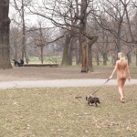 Walking her dog