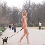 Walking her dog