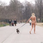 Walking her dog