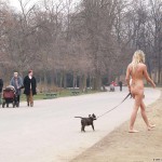 Walking her dog