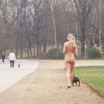 Walking her dog