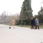Walking her dog