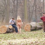 In a park and a bar close by