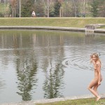 In a park and a bar close by