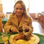 In a park and a bar close by