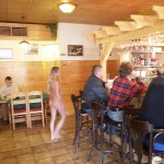 In a park and a bar close by