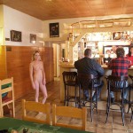 In a park and a bar close by