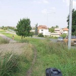 On a path next to the street