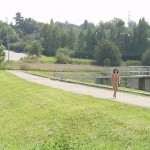 On a path next to the street