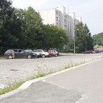 On a path next to the street