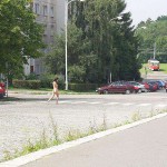 On a path next to the street