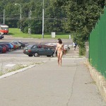 On a path next to the street