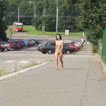 On a path next to the street