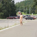 On a path next to the street