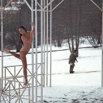 In a snow covered park