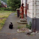 In a small village at a streetside cafe