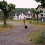 In a small village at a streetside cafe