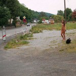 In a small village at a streetside cafe