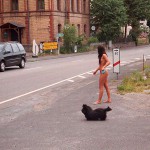 In a small village at a streetside cafe