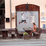 In a small village at a streetside cafe