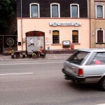 In a small village at a streetside cafe