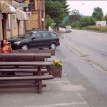 In a small village at a streetside cafe