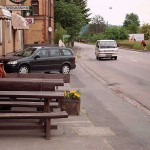 In a small village at a streetside cafe