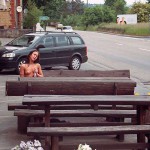 In a small village at a streetside cafe