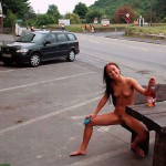 In a small village at a streetside cafe