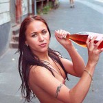 In a small village at a streetside cafe