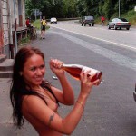 In a small village at a streetside cafe