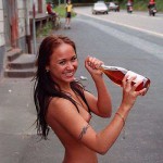 In a small village at a streetside cafe