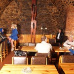 Fight of the knights in a cellar restaurant
