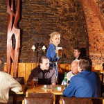 Fight of the knights in a cellar restaurant