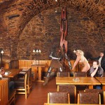 Fight of the knights in a cellar restaurant