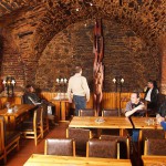 Fight of the knights in a cellar restaurant