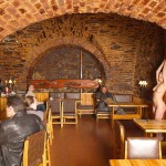 Fight of the knights in a cellar restaurant