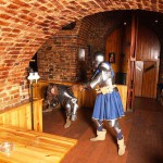 Fight of the knights in a cellar restaurant