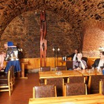 Fight of the knights in a cellar restaurant