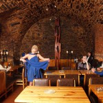 Fight of the knights in a cellar restaurant