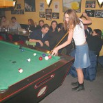 In a pool hall bar