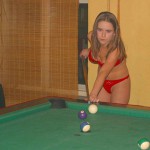 In a pool hall bar