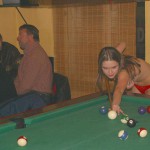 In a pool hall bar