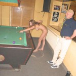 In a pool hall bar