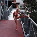 At a parking lot of a bus station