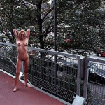 At a parking lot of a bus station