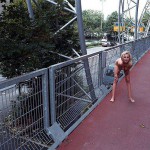 At a parking lot of a bus station