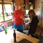 At a holiday home and in a bar