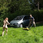 At a holiday home and in a bar with some friends