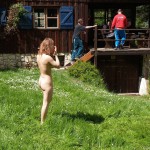 At a holiday home and in a bar with some friends